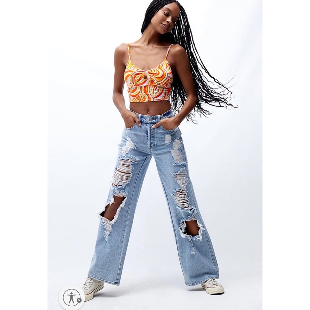 NWT Light Blue High Waisted Baggy Jean